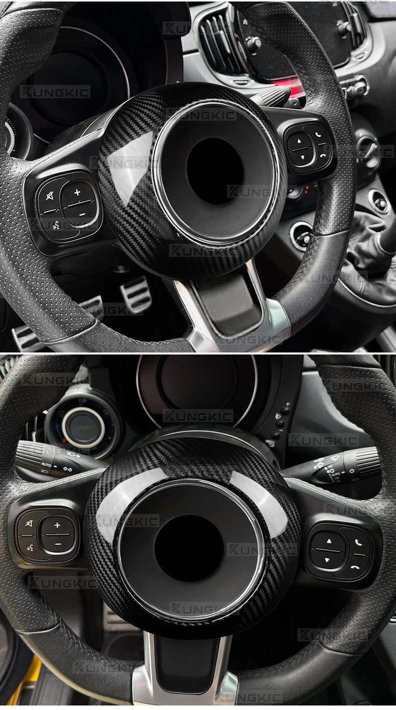 Carbon Fiber Steering Wheel Bottom Sticker for Fiat 500 Abarth