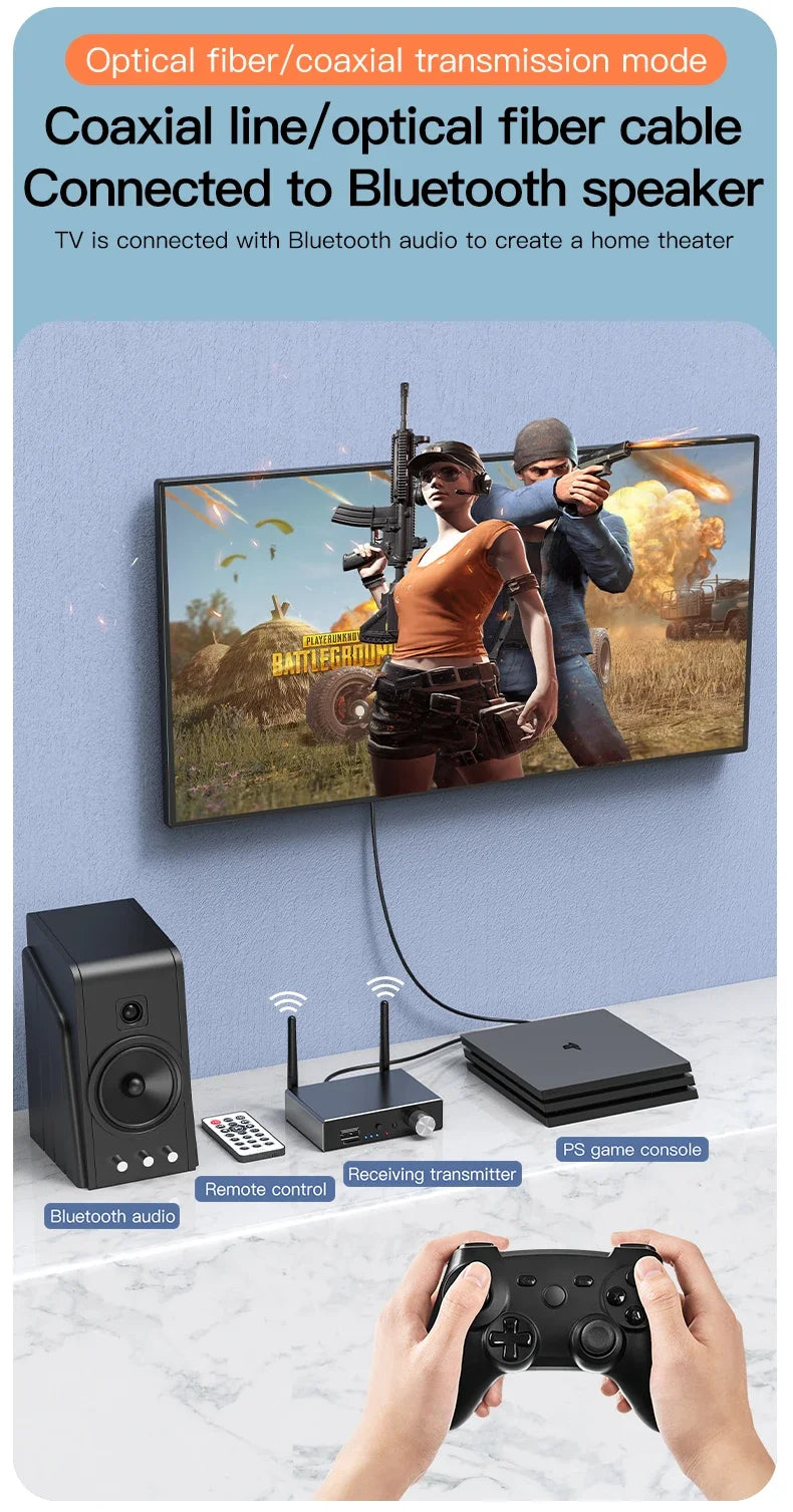 Transmisor y receptor de audio Bluetooth con control remoto