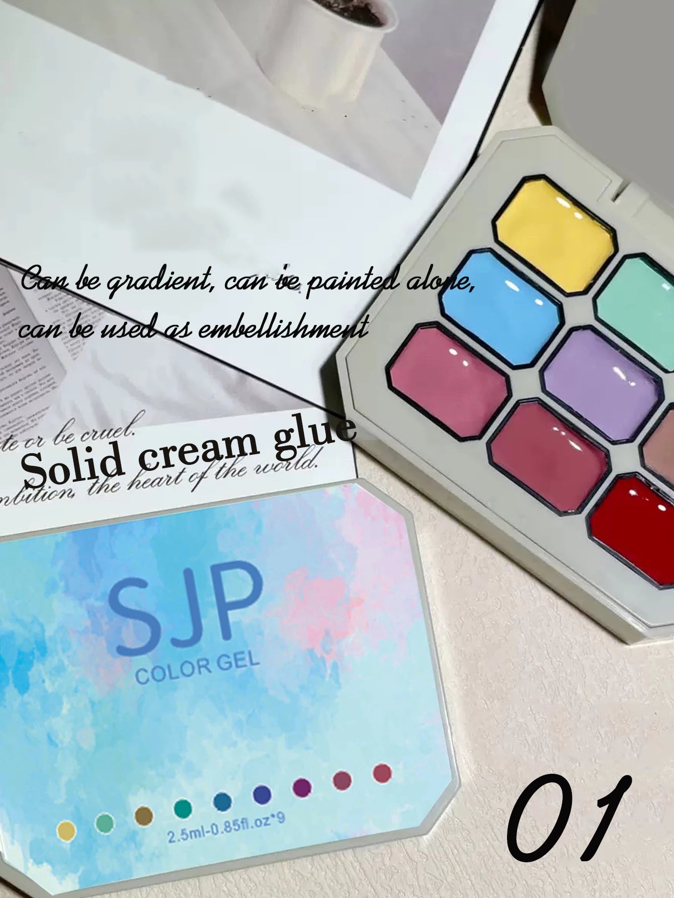 9 Colors Solid Nail Polish Palette Peelable UV/LED Polish Lacquer Salon Gel Nail Art Varnish Jelly Salon Gel Semi-Permanent Hybr