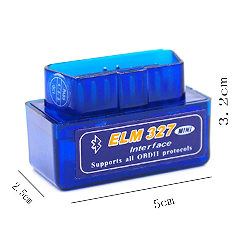 ELM327 Mini Bluetooth OBD2 Adapter, Blue, 1–5 Piece Packs