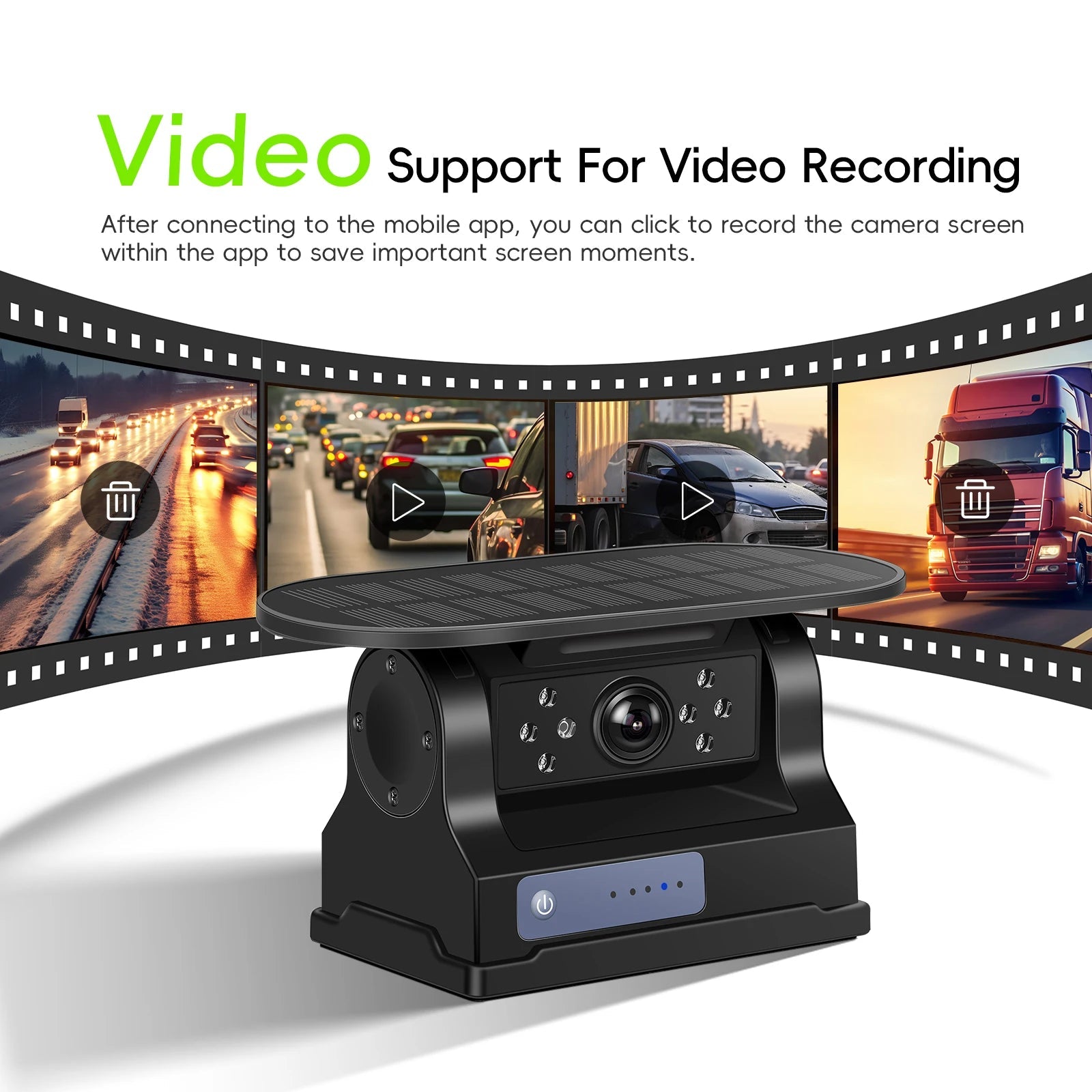 Leekooluu WiFi HD Car Camera Wireless Solar Panel 720P Infrared Night Vision Magnetic Camera IP67 Waterproof Front Rear View DVR