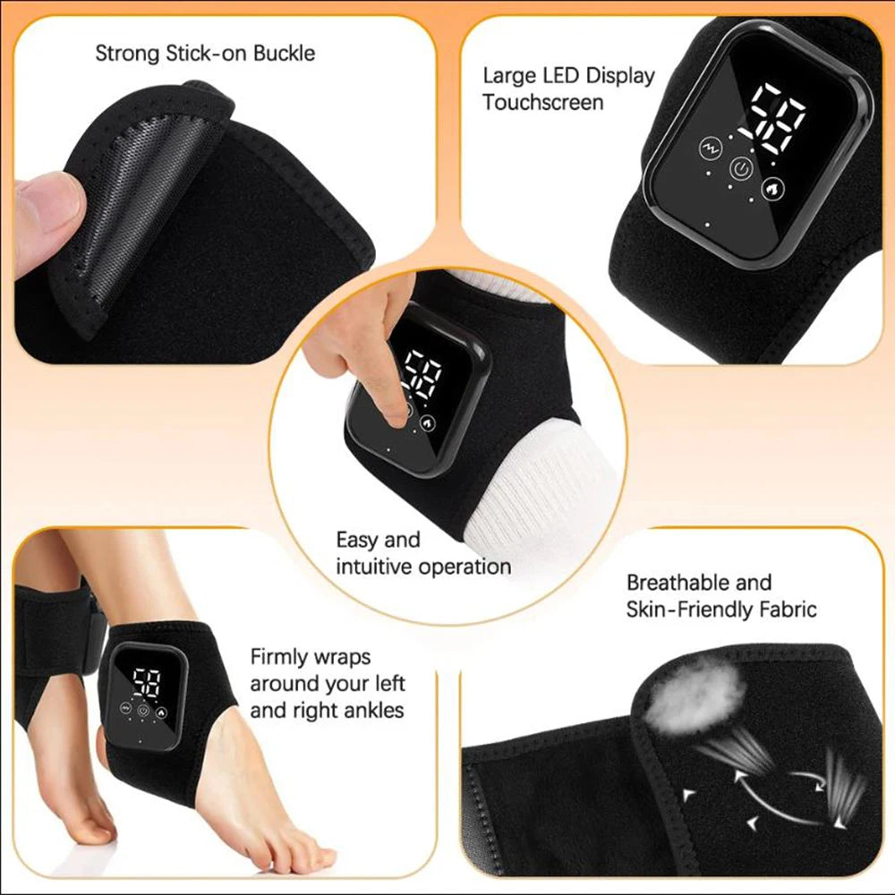 Beheizter Knöchel-Massager mit Vibration und verstellbarer Stützbandage