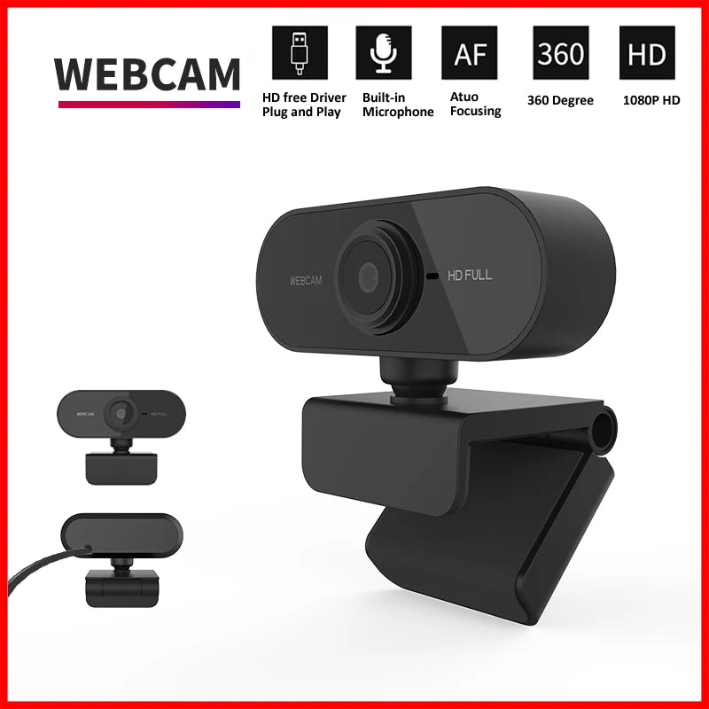 1080P HD Mini Webcam with Microphone USB Interface