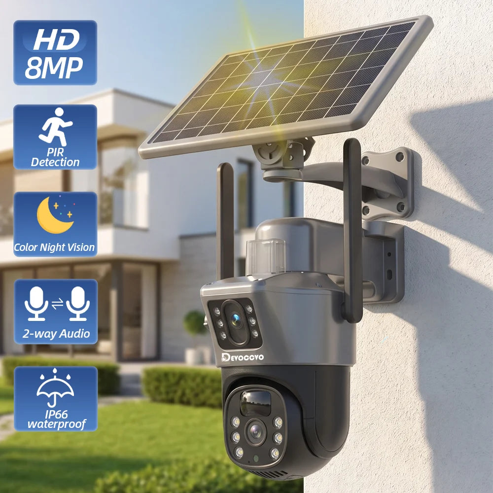 8MP Wireless Dual-Lens Solar PTZ Security Camera