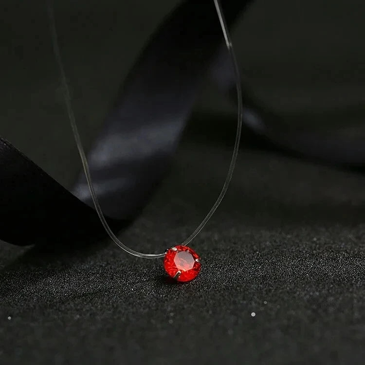 5 Colors Dazzling Zircon Necklace Invisible Transparent Fishing Line Simple Pendant Necklace Jewelry For Women Pearl Jewelry