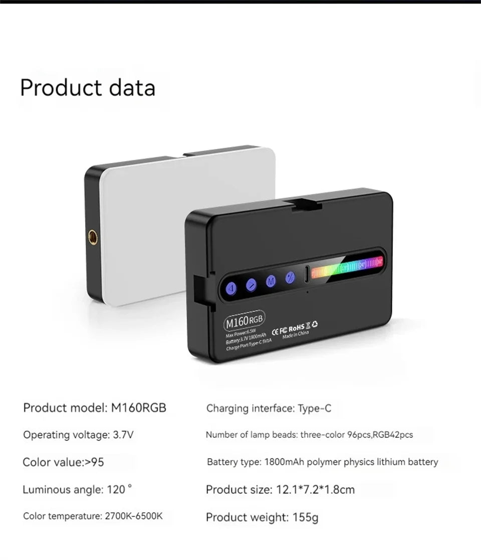 Rechargeable RGB Camera Light Panel