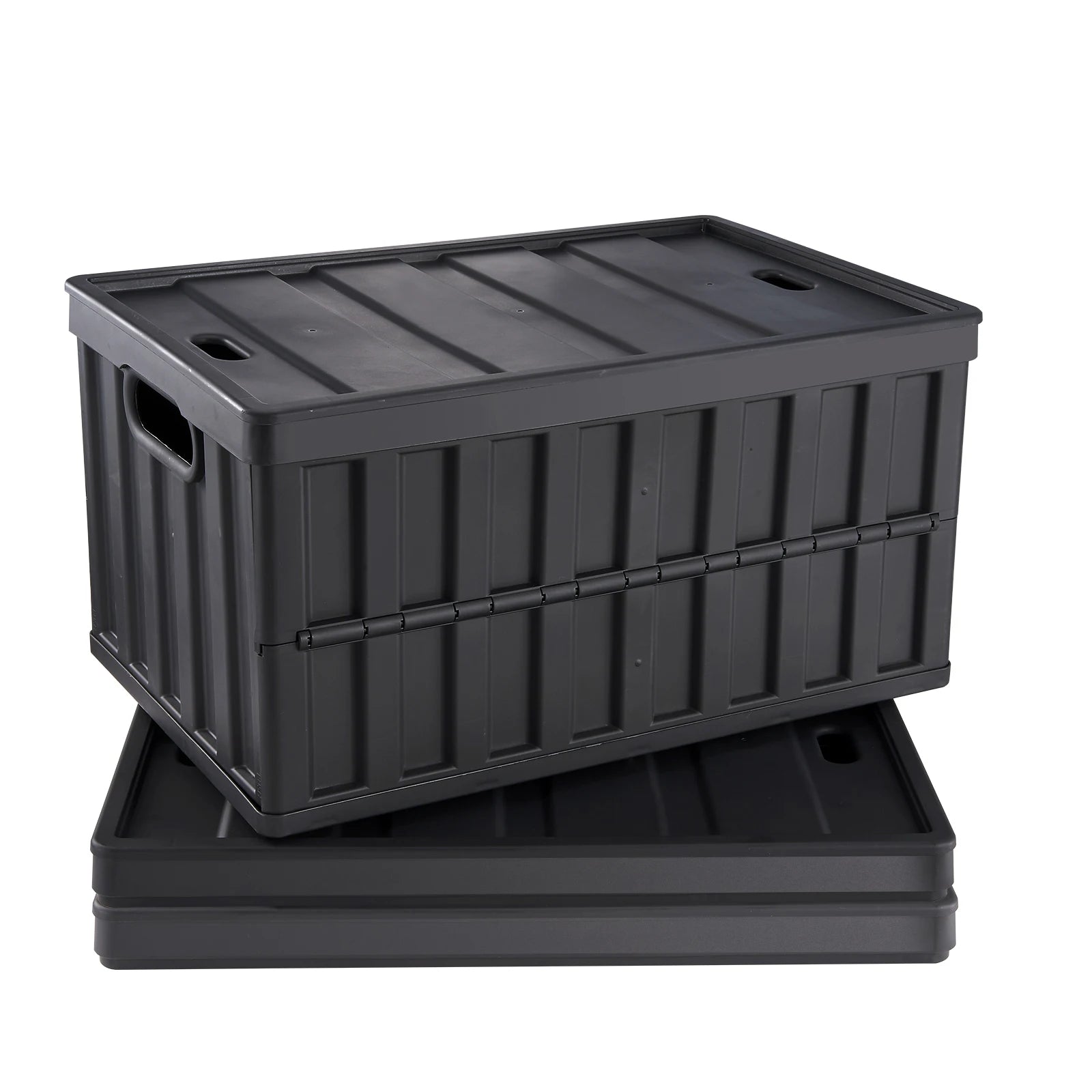 Set di 3 contenitori pieghevoli impilabili da 45 L/65 L per garage, con coperchi, uso utilitario, per vestiti, snack e generi alimentari
