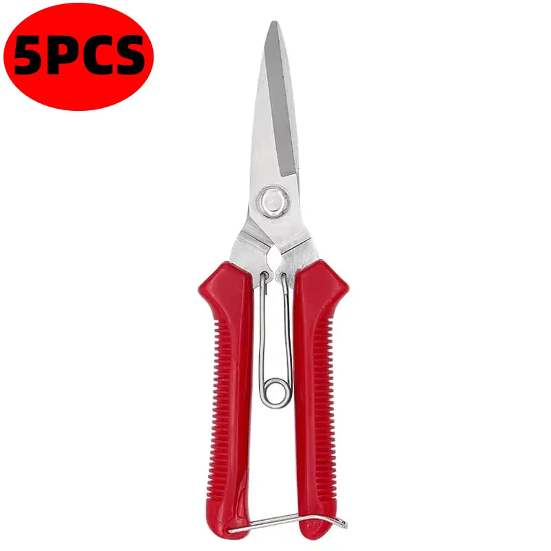 Straight-Blade Garden Scissors, Red or Green, 1–10 Pairs