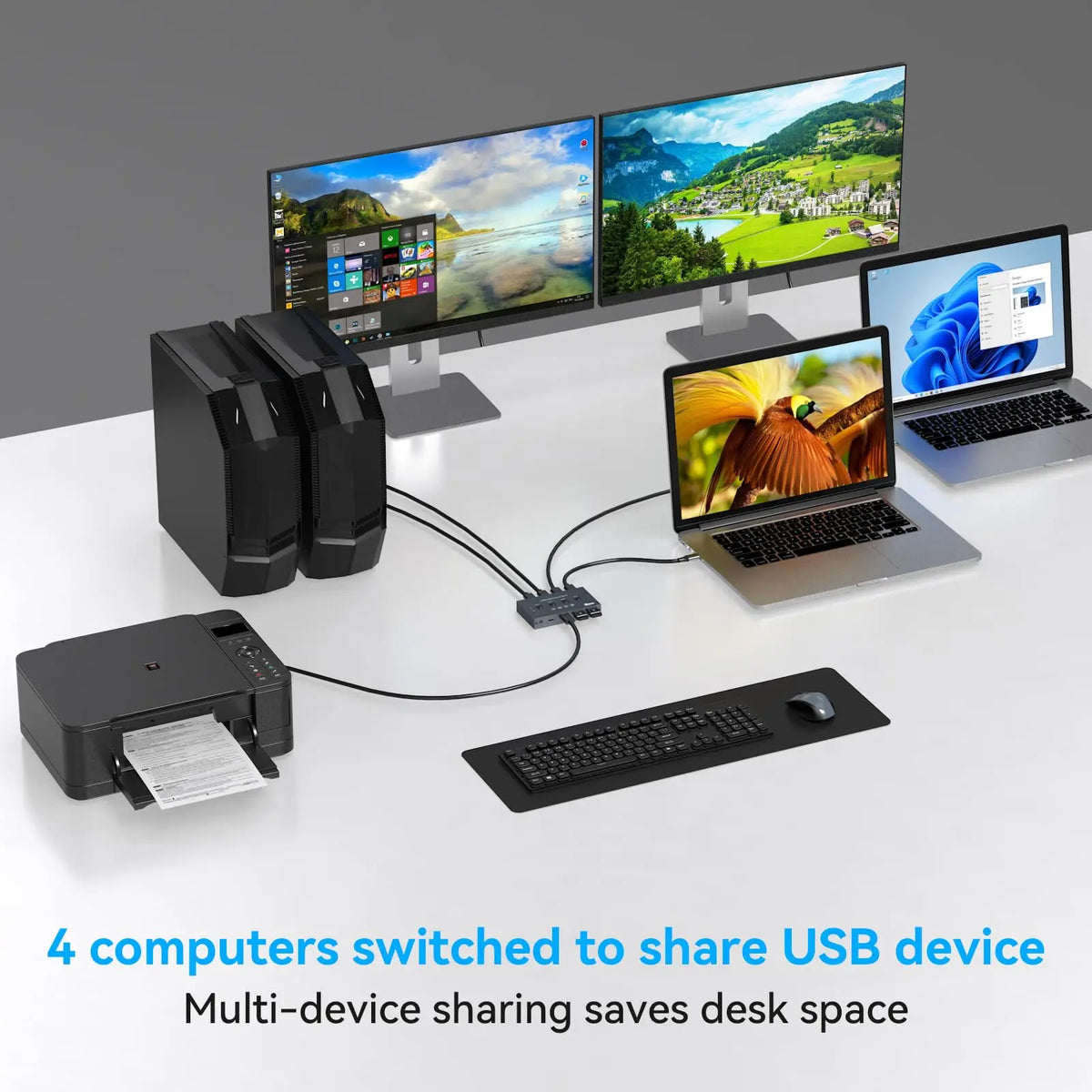 Four-Computer USB Peripheral Sharing Switch