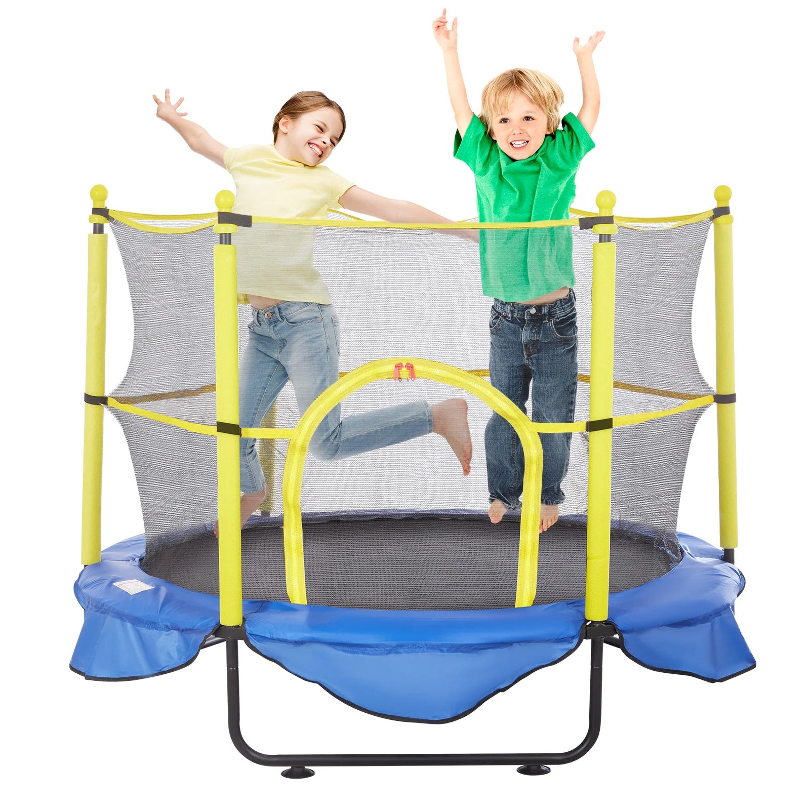 Trampolino per bambini 5FT con rete di sicurezza, cerchio e palline per interno ed esterno