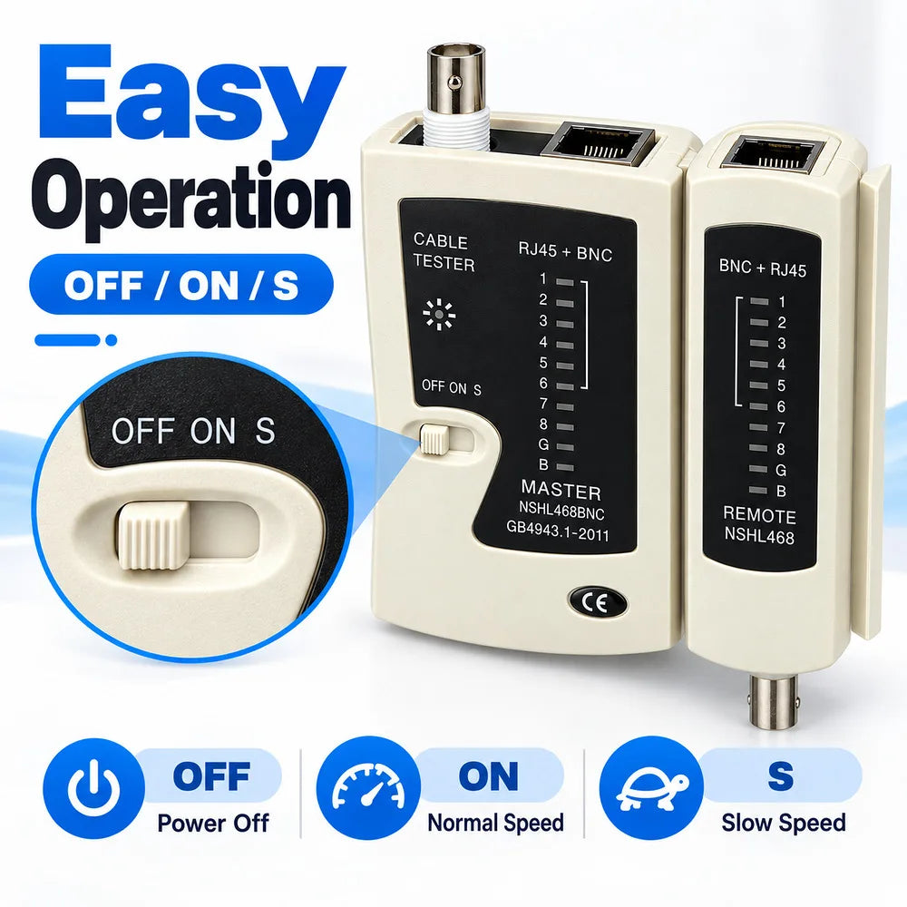 RJ45 and BNC Cable Continuity Tester