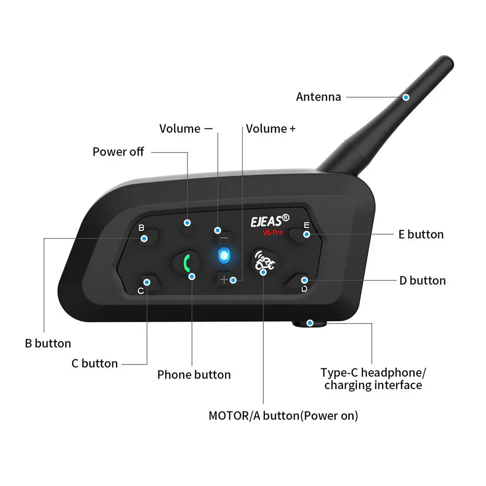 EJEAS V6 Pro+ Motocyklová prilba Interkom Bluetooth headset