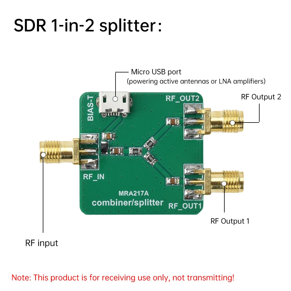 SDR Receive-Only Antenna Splitter and Combiner