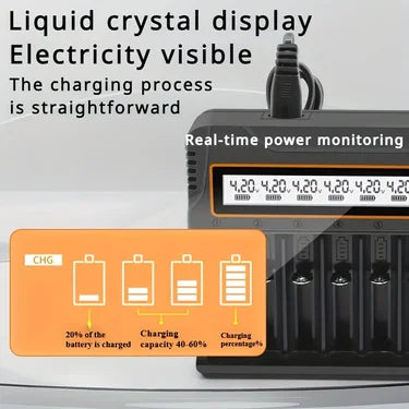 Universele batterijoplader met LCD voor 18650 AA AAA 12 sleuven