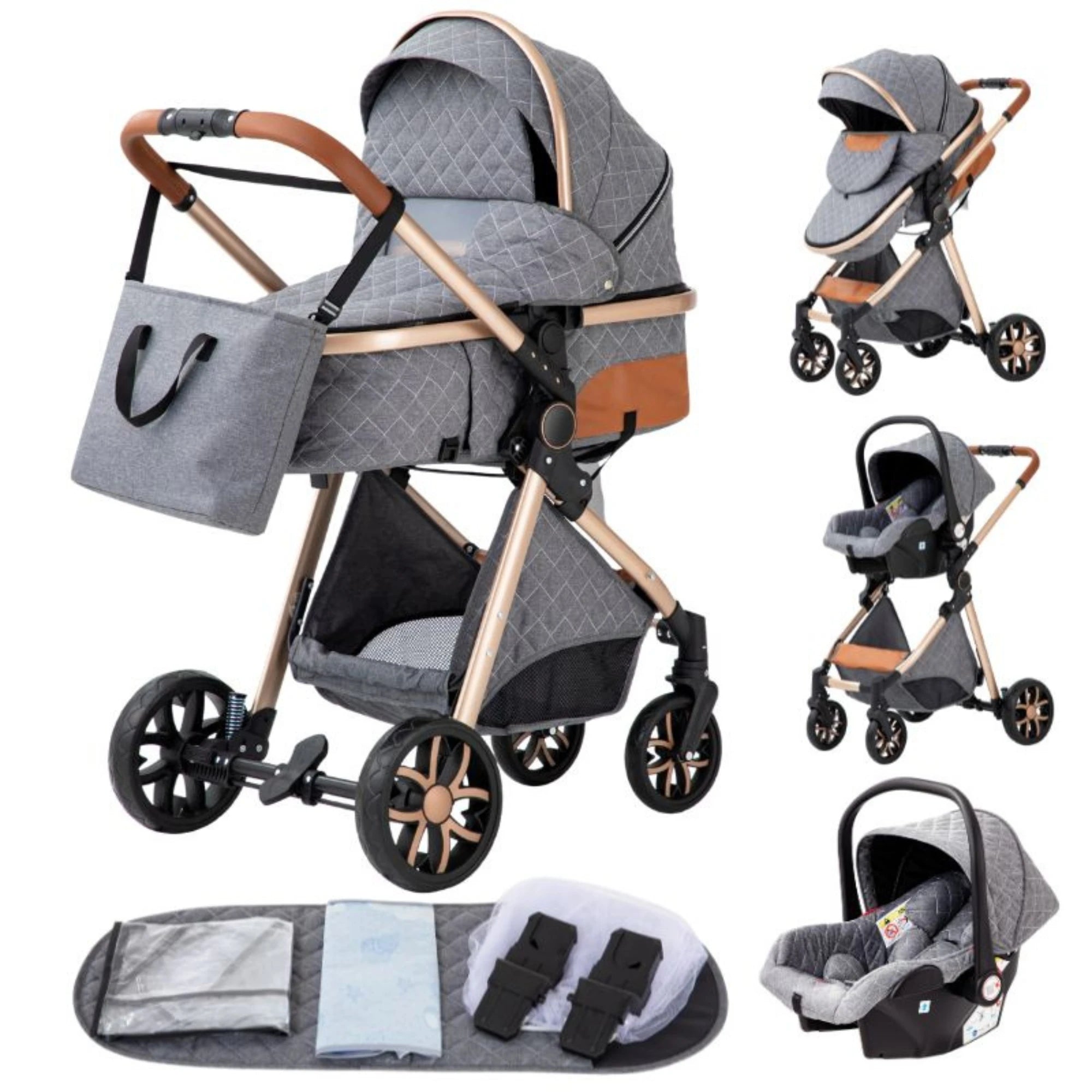 Luxury 3‑in‑1 Baby Stroller High‑Landscape Travel System