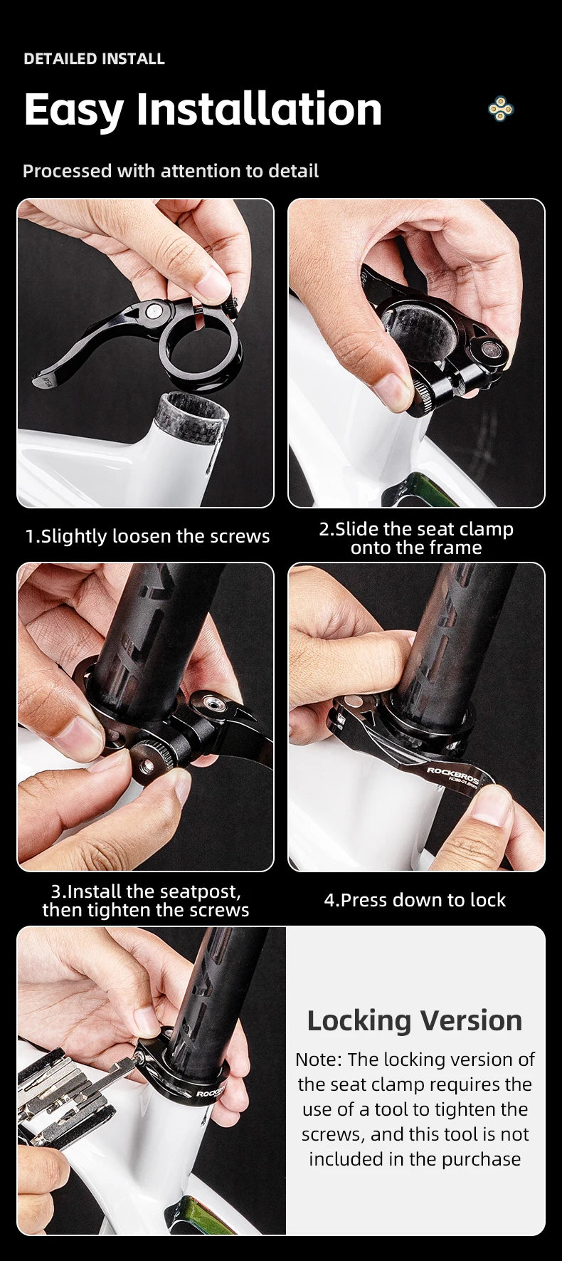 Quick Release Bicycle Seat Post Clamp Aluminum Alloy Bike Seat Clamp