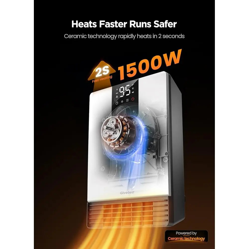 1500W Smart Wall Space Heater with WiFi, Thermostat & Timer