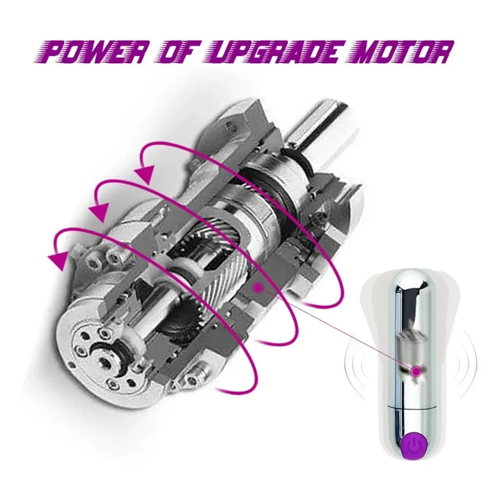 10-växlad USB-uppladdningsbar mini bullet-vibrator med vattentät design