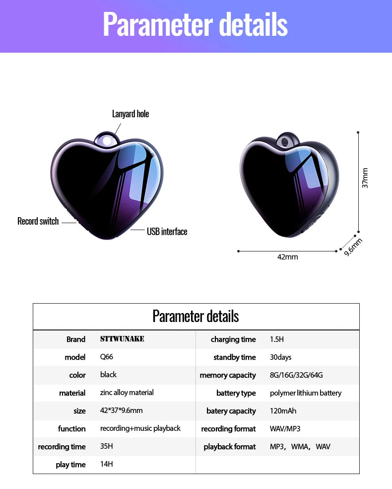Dictaphone Audio Micro Listen Small Player Recorder Digital Record Voice Activated Recording Device Sound Professional