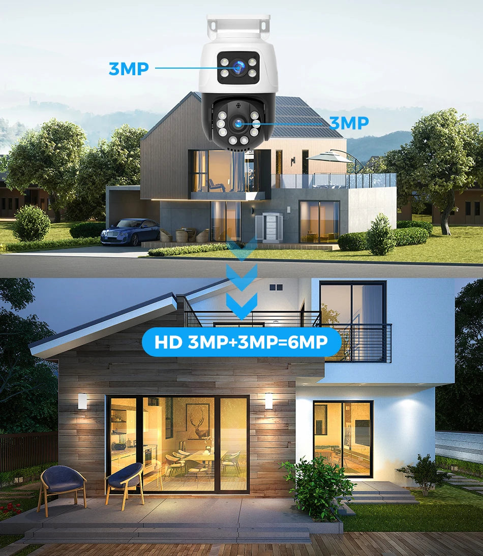 Dual Lens 3MP+3MP POE IP PTZ Security Camera