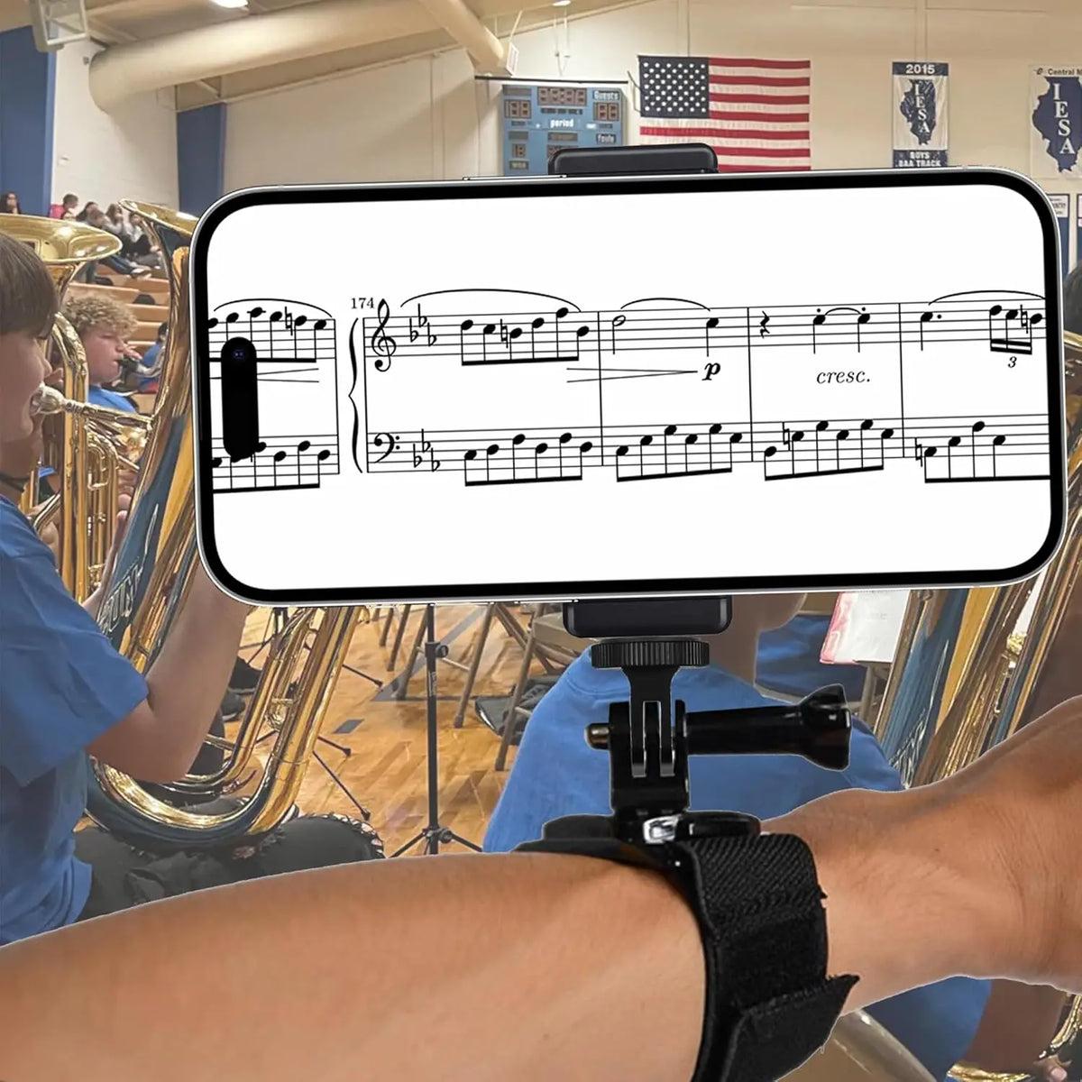 Foldable Music Stand with Phone Holder for Marching Band