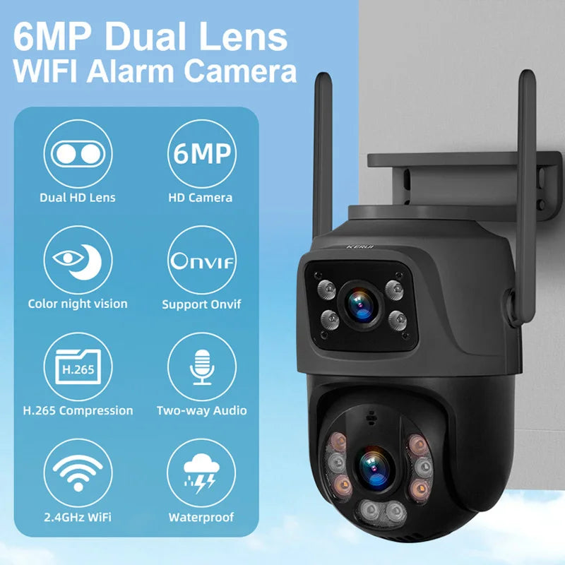 6MP Dual Lens WiFi PTZ Outdoor Security Camera with Human Detection