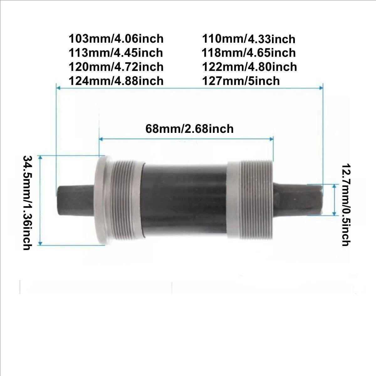 BB68-Innenlager mit Vierkantachse für Fahrräder, Gehäusebreite 68mm