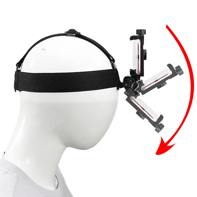 Support serre-tête à fixer sur la tête, réglable, pour téléphone portable, pour diffusion en direct et prise de vue à la première personne, cadeau