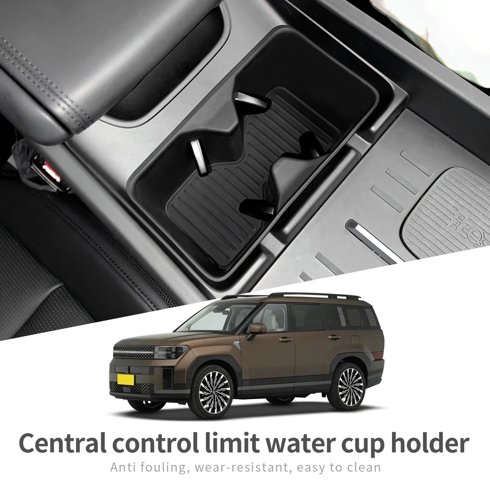 Smabee for Hyundai Santa Fe 2024 2025 2026 Storage Box Cup Holder Anti Dirt Pad Car Interior Accessories Organizer Tidying Black