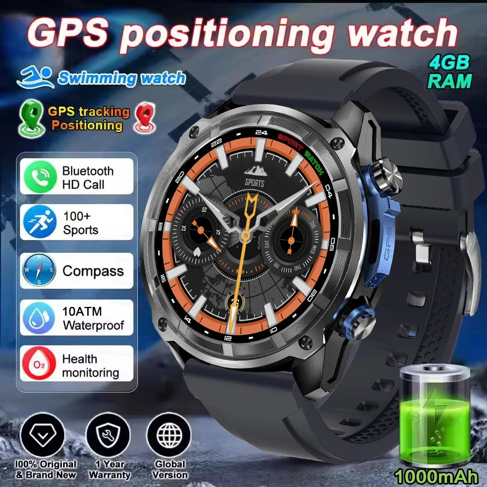 GPS Smartwatch with Offline Maps, AMOLED Display & 4GB Memory