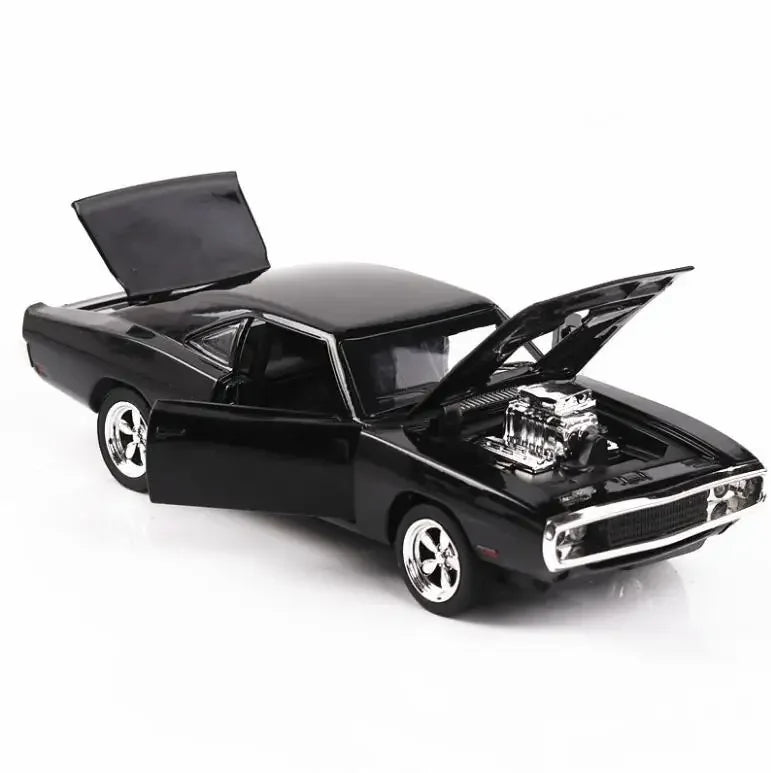 Modelo de carro em liga metálica à escala 1:32 de Velocidade Furiosa, com som e luz, miniaturas e veículos de brincar, carro de recuo, brinquedos de coleção