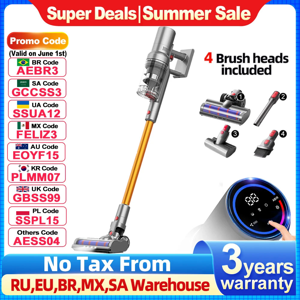 Cordless Stick Vacuum with Dust Sensor and Four Heads