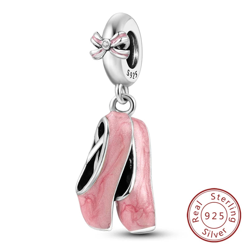 Fit Original 925 Sterling Silver Charms Beads Bow Perfume Bottle Pink Charms for Women Fine DIY Birthday Jewelry Gifts