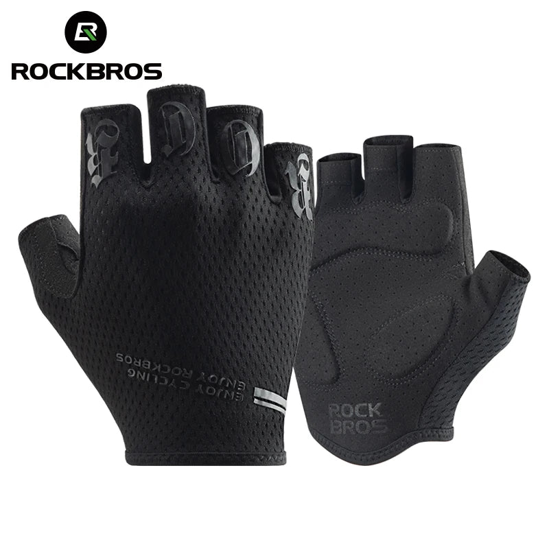 Guanti da ciclismo ROCKBROS, guanti da bici antishock a mezza dita, traspiranti, guanti corti estivi ad alta elasticità