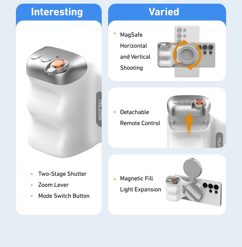 TELESIN Manyetik Telefon Kamera El Tutacağı Uzaktan Kumandalı