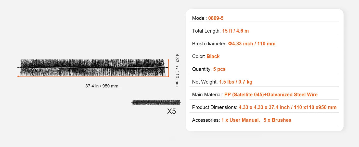 SucceBuy Gutter Brush 30 Ft Total Length 4.33 in Diameter Gutter Cleaning Tools Ground-Level Gutter Brush Leaf Guard for Gutters