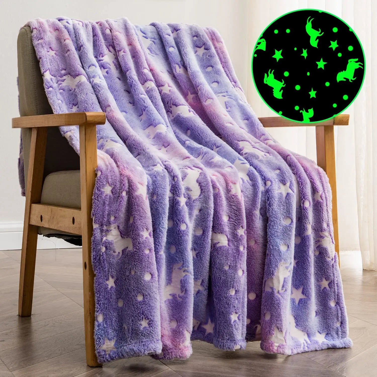 1pc Glow in The Dark Unicorn Blanket for Girls – Soft Pink Fleece Throw. Great Christmas, Birthday, Baby, Toddler Unicorn Gifts!