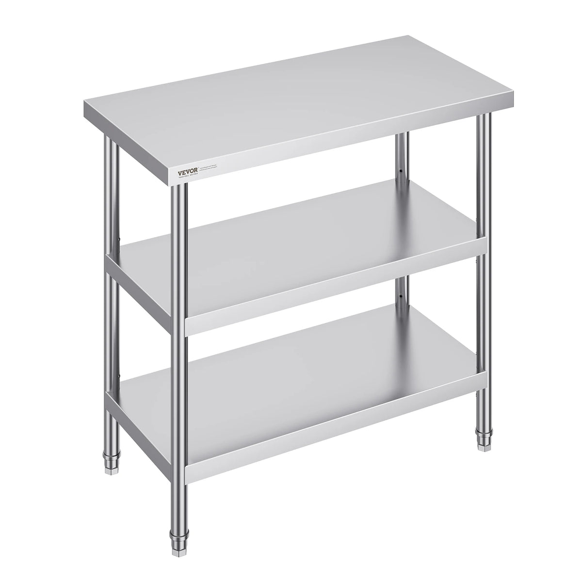 Stainless-Steel Prep Table with Two Adjustable Shelves