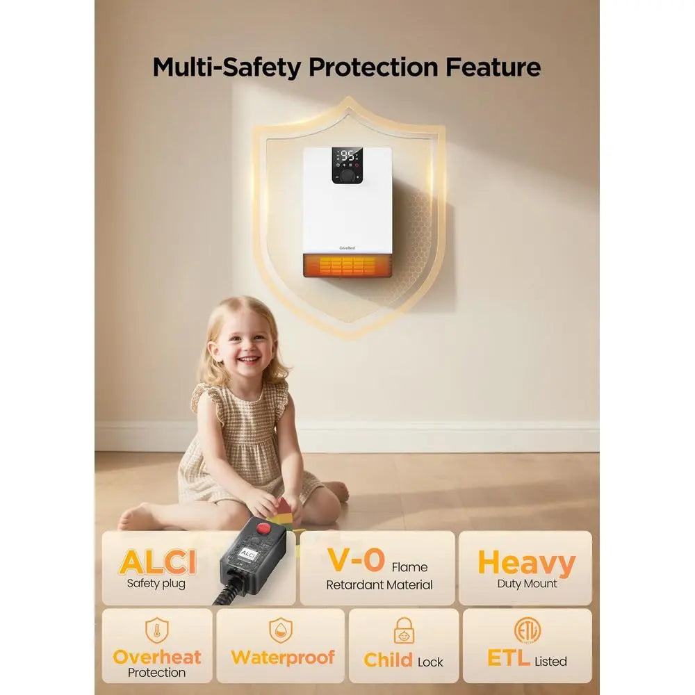 1500W Smart Wall Space Heater with WiFi, Thermostat & Timer