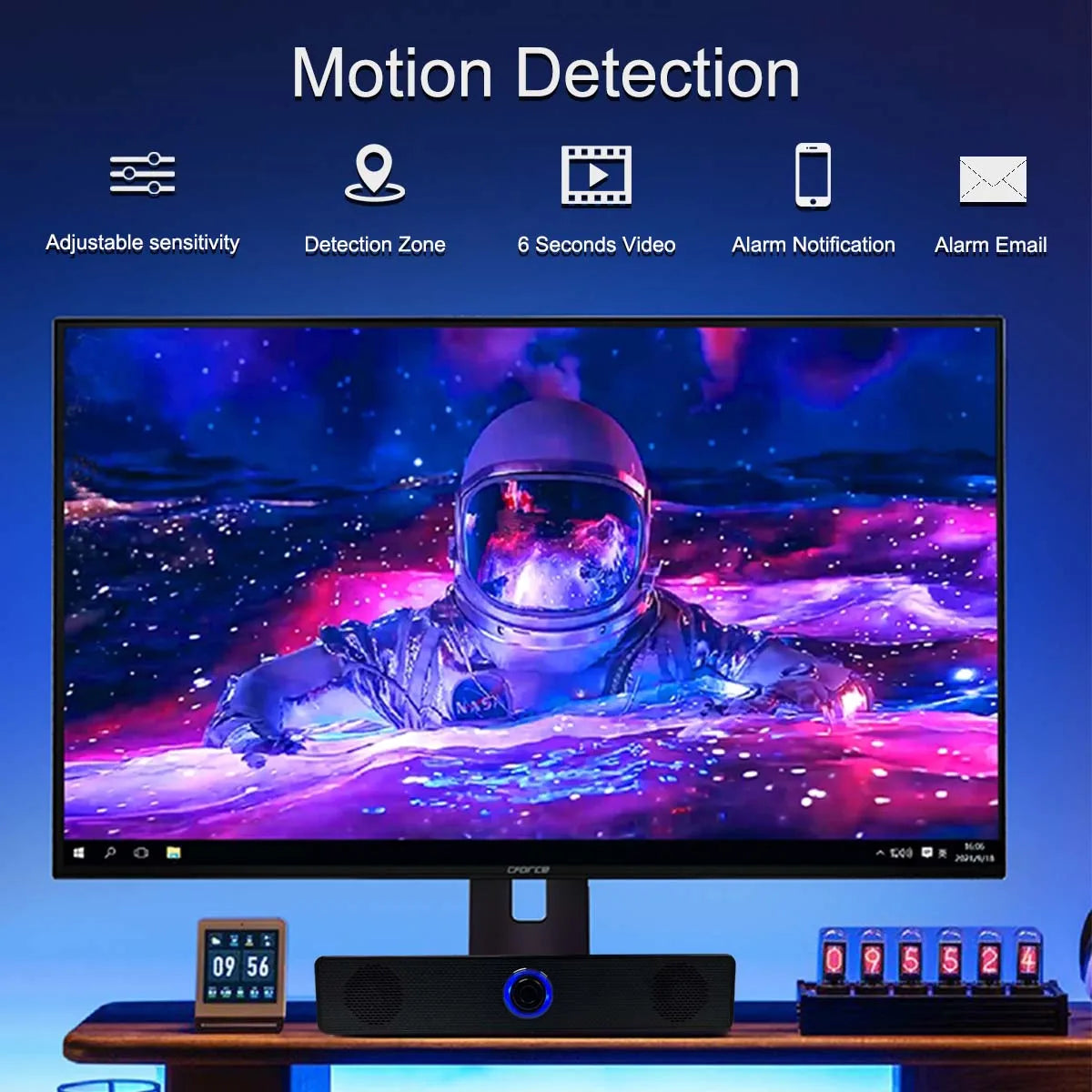 4K WiFi Bluetooth luidsprekercamera met bewegingsdetectie en app-bediening