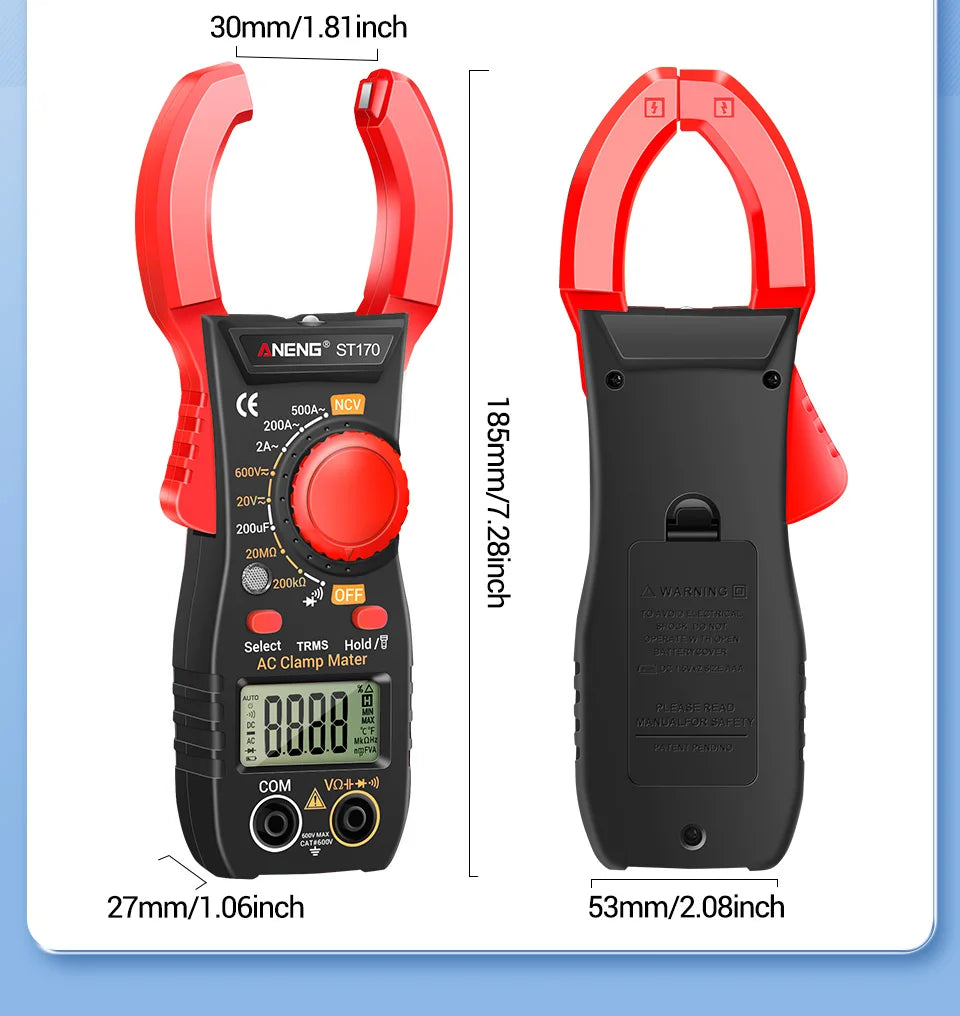 Clamp Meter Digital Multimeter NCV 1999 Counts AC/DC Voltage Ammeter Tester ANENG ST170 Capacitance Ohm Electrician Tester Tools