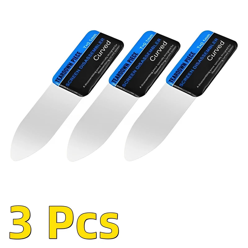 1-5Pcs Mobile Phone Curved LCD Screen Spudger Opening Pry Card Tools Ultra Thin Flexible Mobile Phone Disassemble Steel Metal
