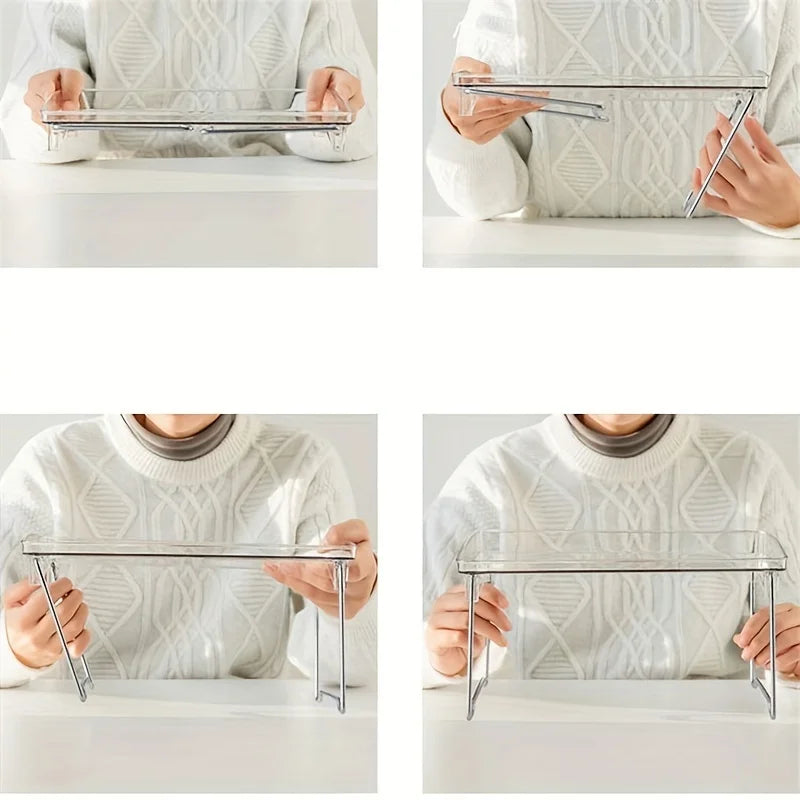 Étagère de rangement transparente à un niveau, pliable