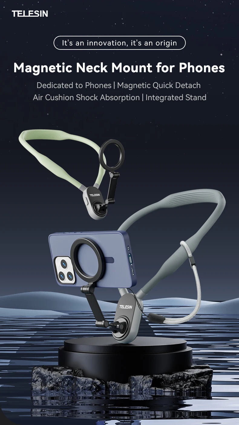 TELESIN Silicone Magnetic Neck Mount Quick Release Hold for Iphone 15 14 13 12 11 10 SAMSUNG HUAWEI XIAOMI Phone Accessories