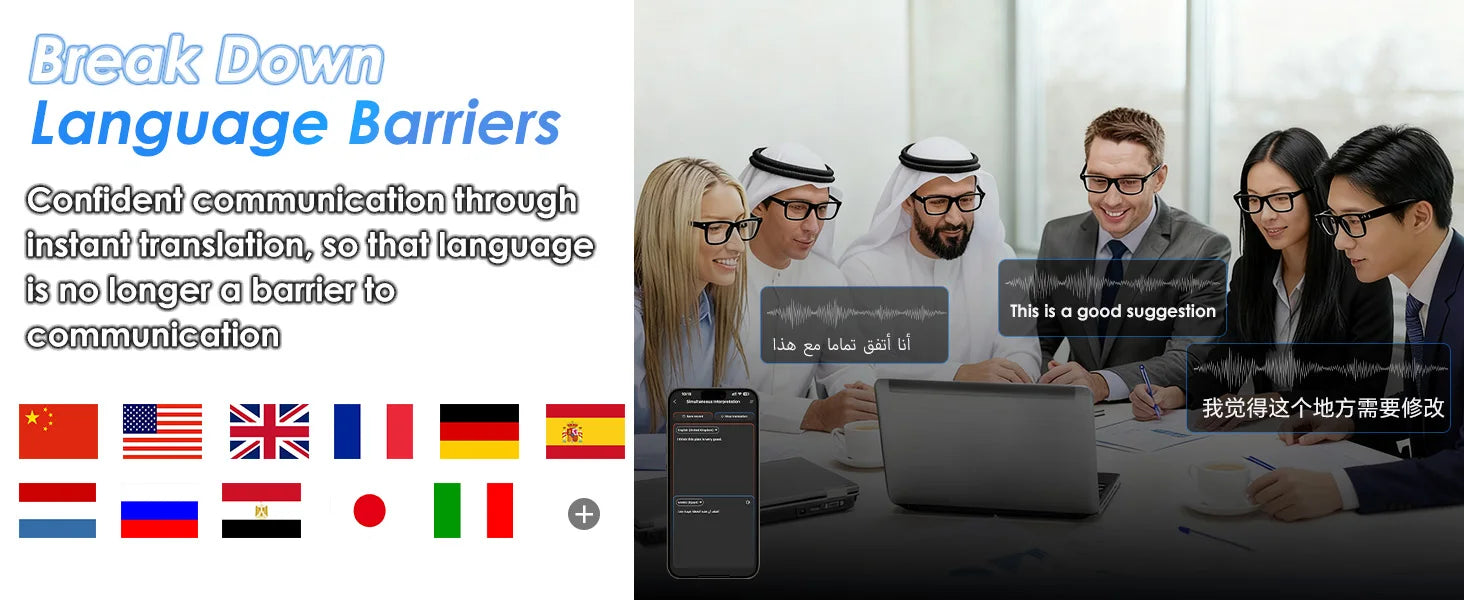 AI Smart Glasses with 8MP Camera, Translator & Open-Ear Audio