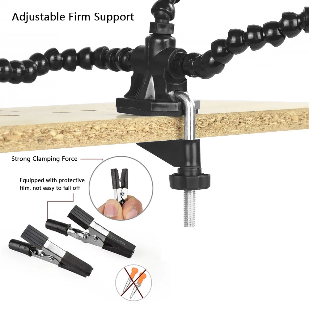 Soldering Third Hand with Flexible Arms and Desk Clamp Base