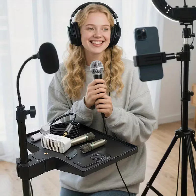 Clamp-On Microphone Stand Tray, 22.5 × 16.4cm