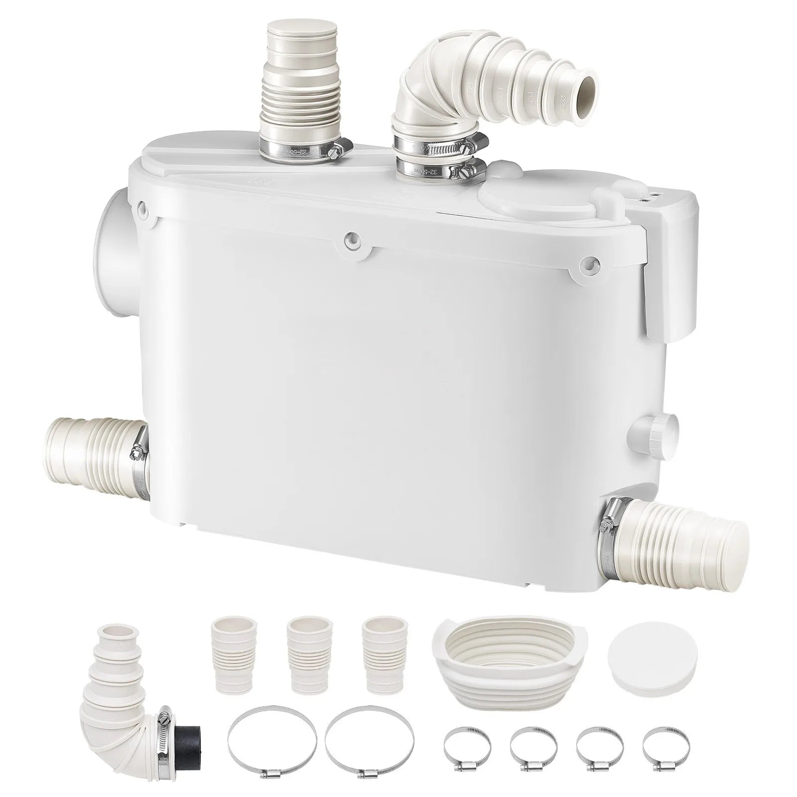 SucceBuy Macerator Pump 500W 29GPM Flow 26ft/8 m Head Wall-Hung Toilet Pump, 4 Water Inlets Waste Water Disposal Upflush Machine