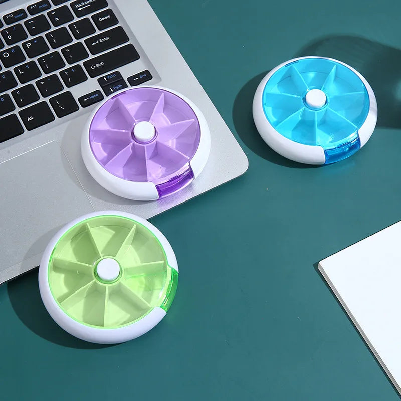 Portable Rotating Pill Box - 7-Day Weekly Pill Organizer