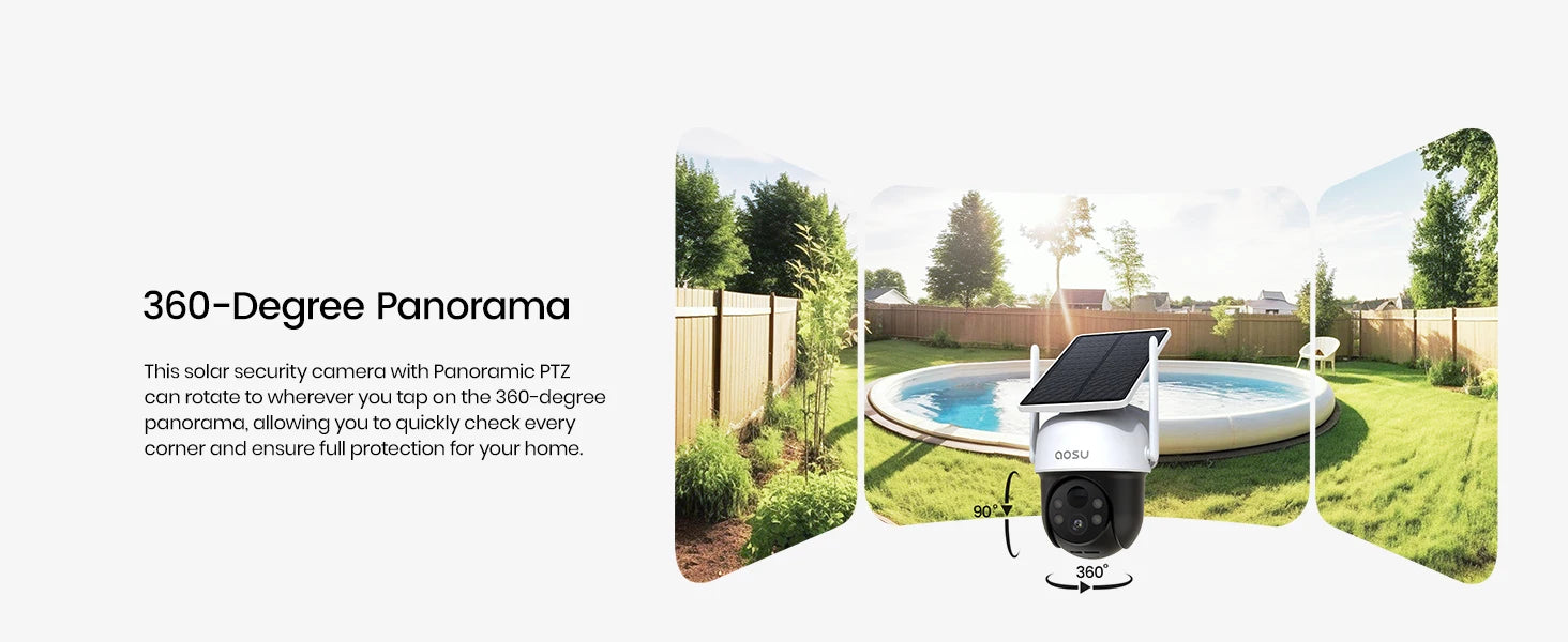 AOSU 3MP Solar Security Camera with 5000mAh Battery